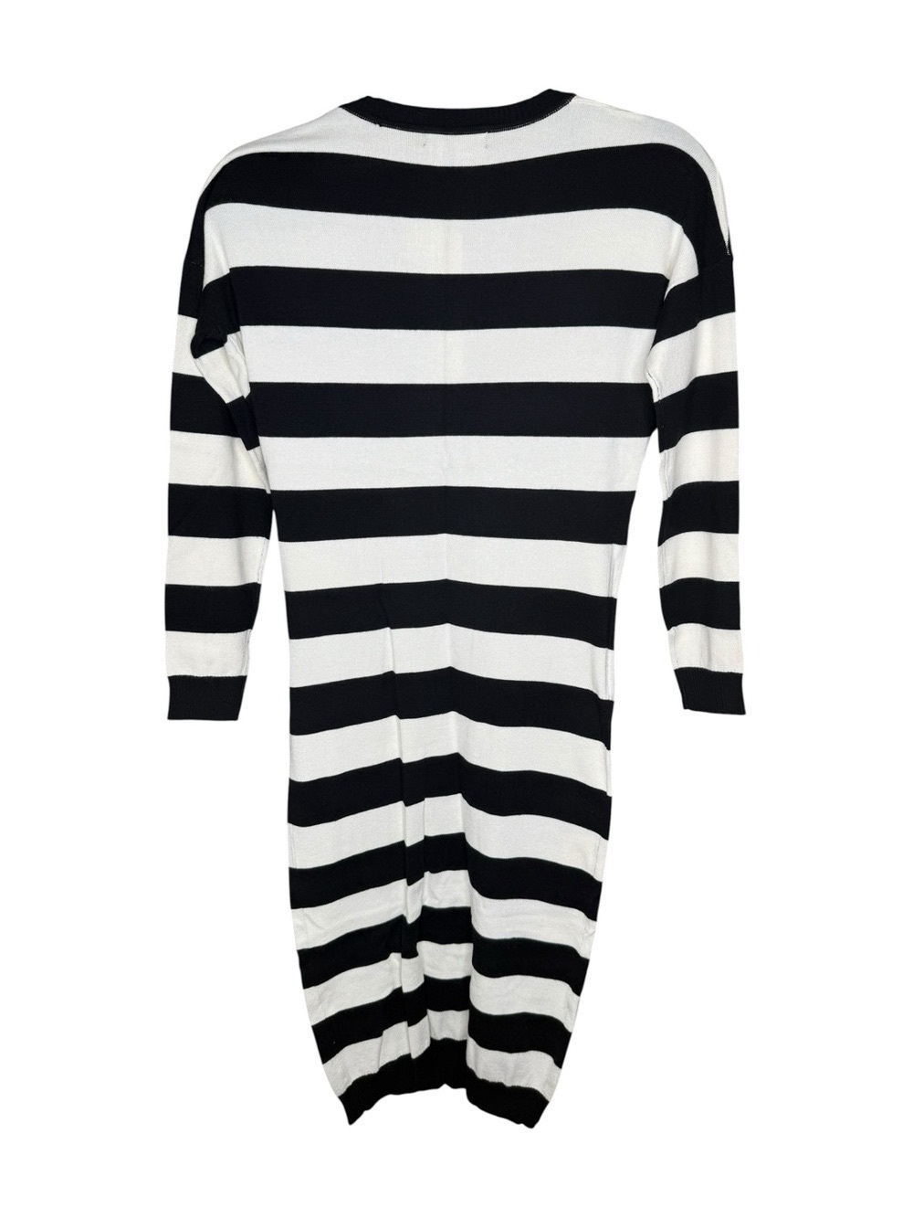 new LF Millau ᯾ Stripe V Neck Long Cardigan Duster Sweater ᯾ Black + White - Picture 5 of 16